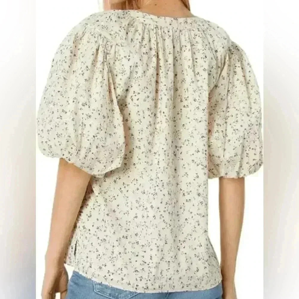Vince Camuto | Floral-Print Cuffed-Sleeve Blouse (S) - Picture 3 of 3